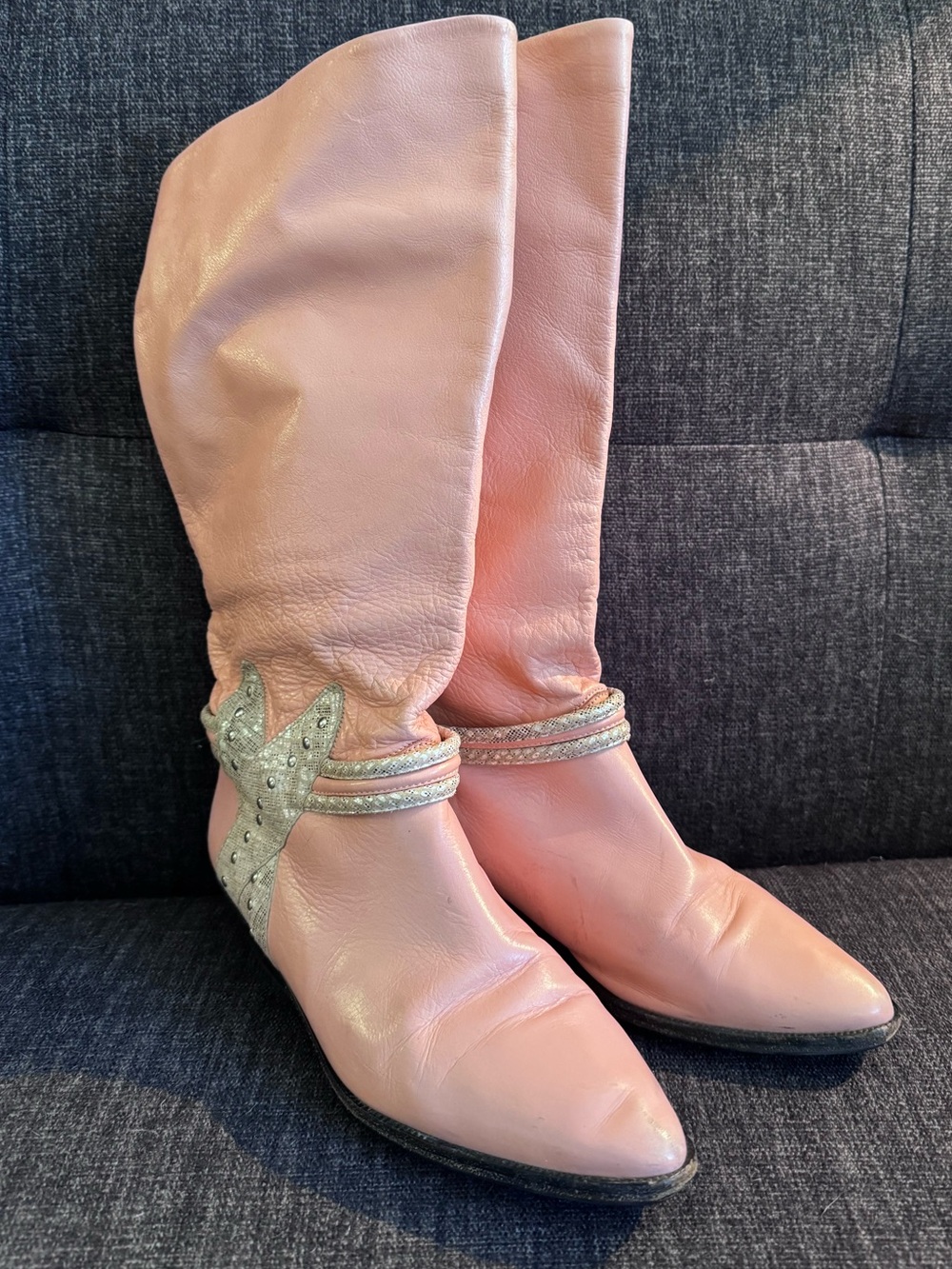 Vintage pink Arnold Churgin leather boots